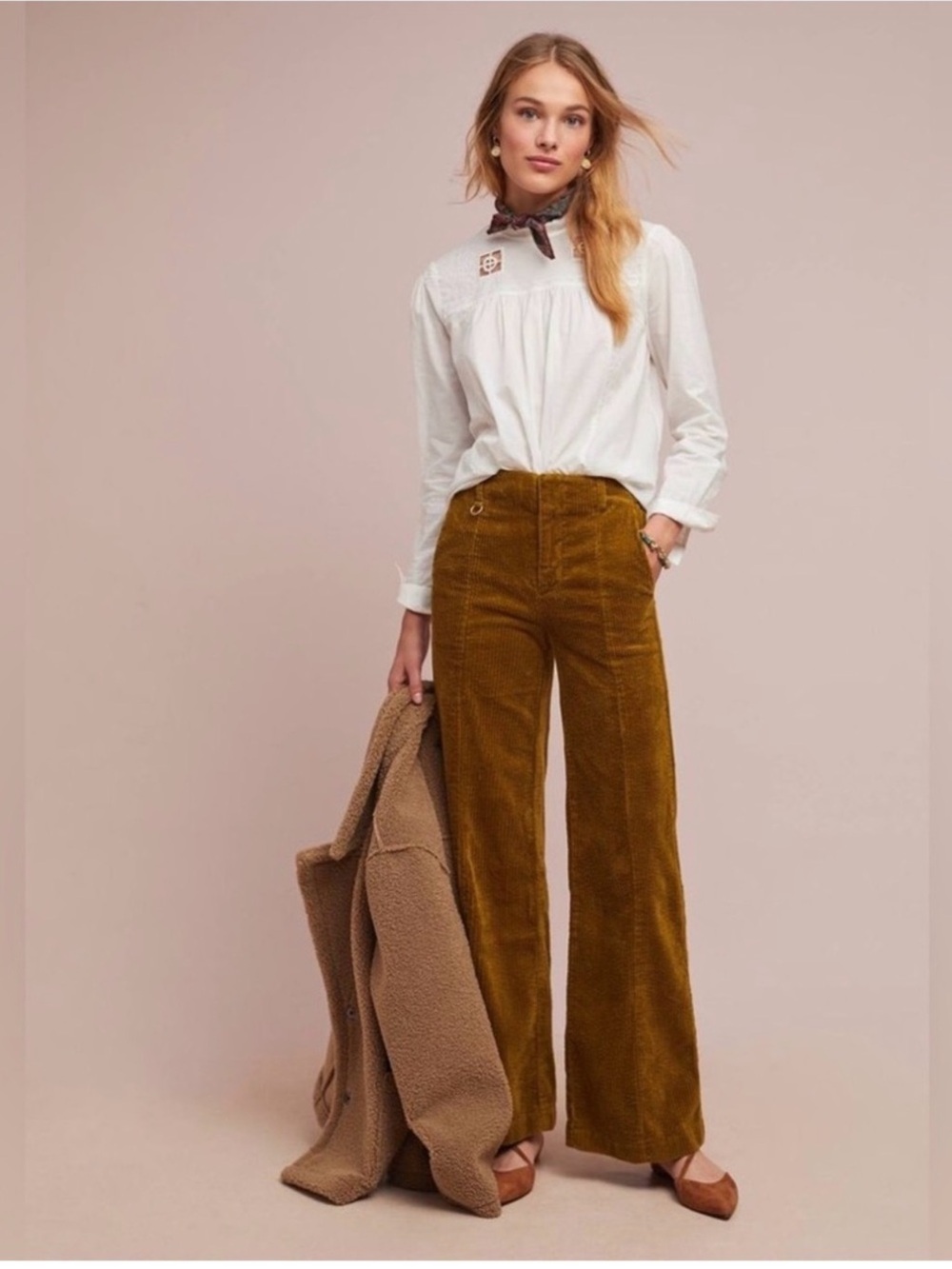 Anthropologie Ett:twa Wide wale Corduroy Pants Chartreuse Sz 27 NWT MSRP $128